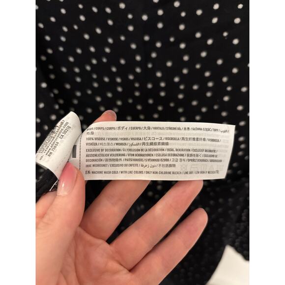 Abercrombie & Fitch Skirt Womens XL Polka Dot Midi Slip Black White Side Slit - Picture 5 of 5